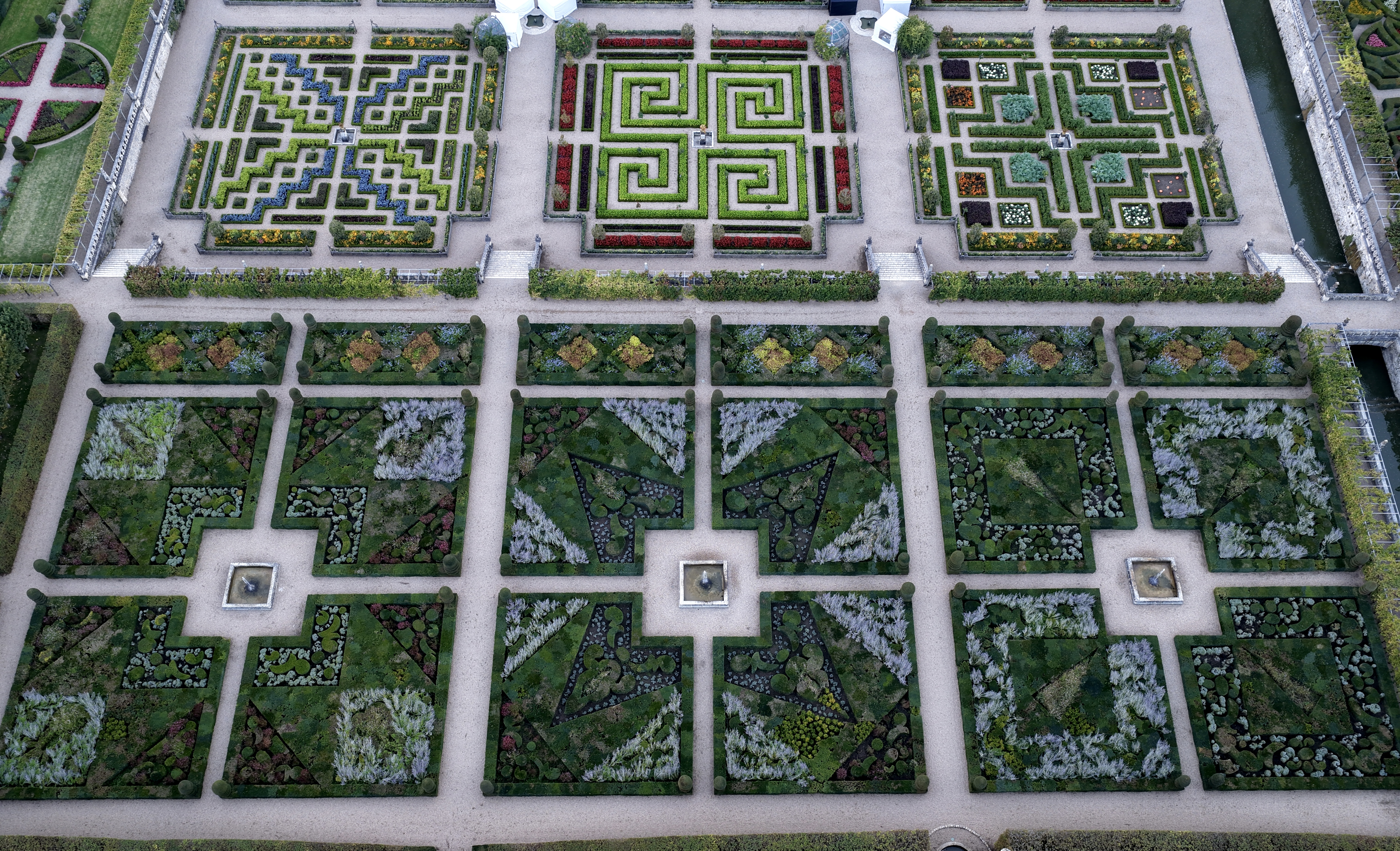 Ο Potager και ο Κήπος της Μουσικής στο Villandry από ψηλά